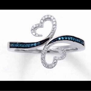 Sterling Silver and Blue Sapphire Heart Ring